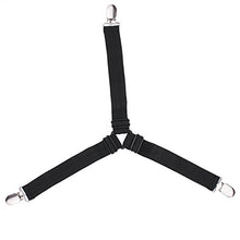 Joseche - Bretelle elasticizzate regolabili per angoli lenzuola, coprimaterassi, letto o divano, 8 pezzi, colore: nero Triangle Black [4PCS]