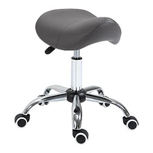 homcom Sgabello da Lavoro a Sella con Ruote e Altezza Regolabile per Negozi Parrucchiere e Tattoo, 52x53x49-61cm Grigio
