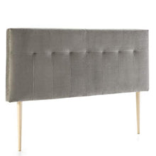 marcKonfort Testiera Napoles in Velluto Grigio 160x100, Gambe di Legno, Kit Montaggio Incluso