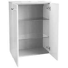 FACKELMANN - Set di mobili da bagno, 4 pezzi, colore: Bianco lucido Milano - Specchio da bagno con specchio a LED incluso, larghezza 60 cm