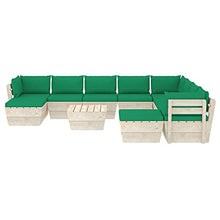 SKM Set Divani da Giardino su Pallet 11 pz con Cuscini Legno Abete (204.7kg) Verde-3689