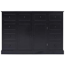 SKM Credenza con 10 Cassetti Nera 113x30x79 cm in Legno