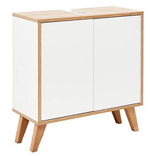 Fackelmann - Set di mobili da Bagno in Stile Rustico, 60 cm, con Specchio a LED, 4 Pezzi, Colore: Bianco