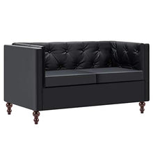 vidaXL Divano Chesterfield a 2 Posti Similpelle Nero Moderno Arredo Casa Sofa