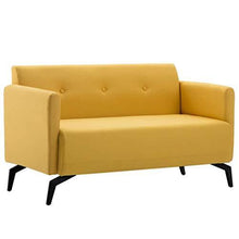 SKM Divano a 2 Posti Rivestito in Stoffa 115x60x67 Giallo - Arredi Casa