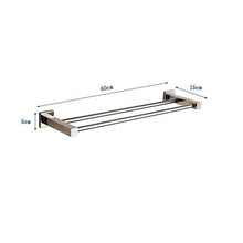 XIAJIA - Portasciugamani a barra doppia da 60 cm, in acciaio inox 304, impermeabile, con trattamento di lucidatura