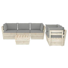 FAMIROSA Set Divani da Giardino su Pallet 6 pz con Cuscini Legno Abete-3517