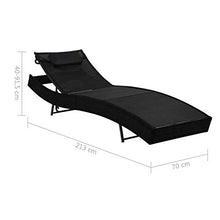 vidaXL Lettino Prendisole Giardino in Polyrattan Nero Sdraio Spiaggia Cislonga