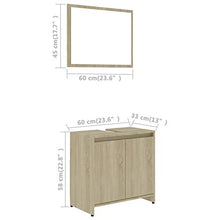 mewmewcat Set di 2 mobili da bagno con specchio a parete, unità da pavimento sotto il lavandino, Rovere Sonoma