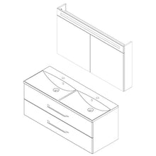 Fackelmann B.Clever - Set di mobili da bagno, 2 pezzi, 120 cm, con lavabo in marmo e armadietto a specchio a LED, colore: Marrone