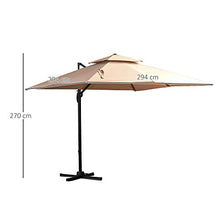 Ombrellone da Giardino 2,94x2,94m in Alluminio e Poliestere Khaki