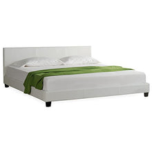 Letto Matrimoniale Imbottito 200 x 200cm Bianco Letto Struttura Cornice Similpelle