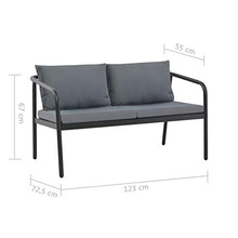 Tidyard Divano da Giardino a 2 Posti con Cuscini Grigio in Alluminio,Panca da Giardino Esterno a 2 Posti con Schienale