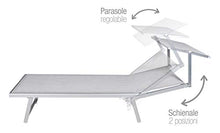 VERDELOOK Rimini Lettino con Parasole, Grigio, Classico Lettino da Mare o per l'arredo del Giardino