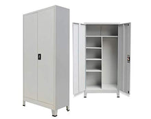 Armadio Armadio in acciaio con 6 scomparti e 2 ante per ufficio e scuola, grigio 90 x 40 x 180 cm