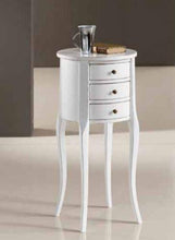 Comodino Circolare a 3 cassetti Laccato Bianco, Stile Classico (cm. Ø 34 - H. 71) (TVG)
