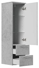 Set di mobili da bagno Persepolis XL grigio cemento con 2 colonne e specchio LED