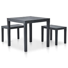 vidaXL Tavolo da Giardino con 2 Panche in Plastica Antracite