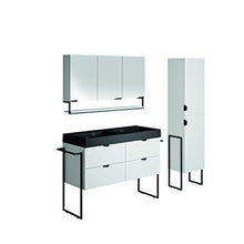 Allibert Mobili da Bagno Set Sottopensile 120 cm Lavandino Armadietto a Specchio Armadietto Laterale Pre-assemblati