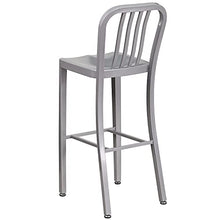 Flash Furniture Set da 2 Sgabelli da Bar, con Schienale con Assi Verticali, Altezza 76 Cm, per Interni Ed Esterni, qualità Commerciale, in Metallo, Colore Argento
