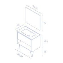 Amizuva Yoko Mobile da bagno, in legno, 60 cm, 3 pezzi