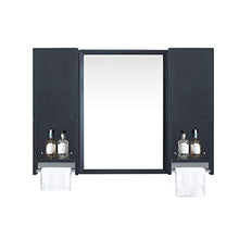 Specchio da Parete splendidamente Nero con mensola Laterale Armadietto Laterale Specchio per Il Trucco del Bagno in Acciaio Inossidabile