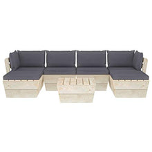 FAMIROSA Set Divani da Giardino su Pallet 7 pz con Cuscini Legno Abete-3576