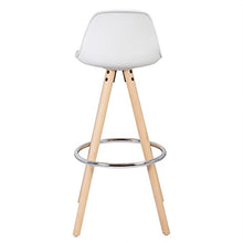 WOLTU BH45ws-2 Sgabelli da Bar Sedia Cucina in Ecopelle Gambe Legno Schienale di Plastica, Bianco 2 Pezzi