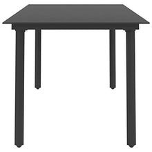 FAMIROSA Tavolo da Giardino Nero 190x90x74 cm in Acciaio e Vetro-3111