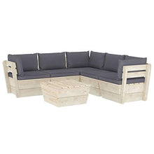 FAMIROSA Set Divani da Giardino su Pallet 6 pz con Cuscini Legno Abete-3528