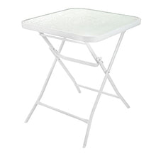 Set tavolo bianco con 2 sedie pieghevoli, in ferro e textilene Bianco