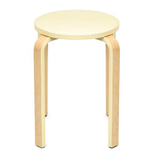 GOPLUS Sgabello tondo impilabile con custodia morbida in PU, sgabelli da bar, sedia impilabile con gambe curve di betulla, sgabelli antiscivolo impilabili, 4 sedie per casa e ufficio, Beige