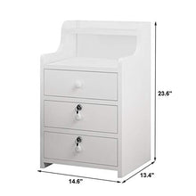 RR-YRN Comodino da Camera da Letto A 3 Cassetti con Chiusura A 3 Cassetti, Moderno Tavolo da Comodino Bianco, Comodino Semplice da Camera da Letto da Comodino, Cassetto per Stoccaggio