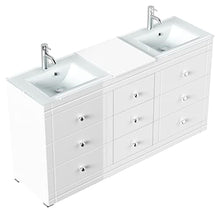 Mobile bagno a terra Vitro Classic con lavabos in vetro bianco lucido