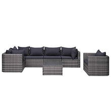 Tidyard Set Divani da Giardino 7 pz con Cuscini in Polyrattan,Poltrone e Tavolino,Grigio