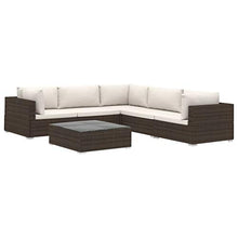 SKM Set Divani da Giardino 6 pz con Cuscini in Polyrattan Marrone (58.7kg)