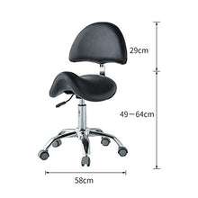 Sgabello A Sella per Parrucchiere E Salone Estetico Altezza Regolabile con Ruote E Schienale,Nero,Medical Wheel