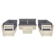 SKM Set Divani da Giardino su Pallet 9 pz con Cuscini Legno Abete (179.1kg) Antracite-3648
