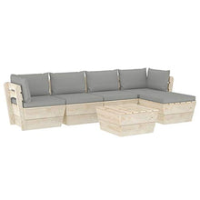 FAMIROSA Set Divani da Giardino su Pallet 6 pz con Cuscini Legno Abete-3505
