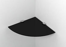 VE.CA-ITALY MENSOLA IN VETRO AD ANGOLO (NERO) 35X35 CM SPESSORE 6MM INCLUSI DUE SUPPORTI CROMO 100% Made in Italy