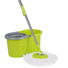 WAMSY Mop Stock Spin Mop 360 Mop E Secchio Rotanti Magic Roll Mop Rotante Facile da Strizzare con 2 Testine in Microfibra