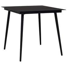 FAMIROSA Tavolo da Giardino Nero 80x80x74 cm in Acciaio e Vetro-2157