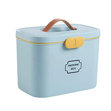 ZCG - Scatola di pronto soccorso a 2 livelli, in plastica, con vassoio rimovibile e manico portatile, 28,5 x 18 x 21 cm (dimensioni: blu)