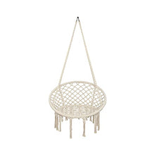 BaiJaC Sedute multifunzionali, Sling di Cotone Nappa Rotondo Beige, Sedia a Battente per Cortile, Camera da Letto, Patio, Giardino, Interni, all'aperto, Amaca con Supporto