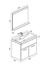 Set di mobili da bagno Montreal 02, 60 cm, con lavabo, mobile sottolavabo, specchio, colore: nero lucido