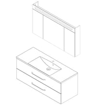 Fackelmann – Set di mobili da bagno B. Clever 2 pezzi 120 cm esche con mobiletto da bagno con lavabo in marmo e armadietto a specchio LED