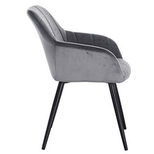 WOLTU BH93dgr-1 Poltroncina Camera da Letto in Velluto Grigio Scuro, Sedia Sala da Pranzo con Braccioli Gambe in Metallo