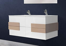OrionShop Mobile Bagno Sospeso Andromeda da 120cm Bianco con Lavabo Specchio e Lampada LED Inclusi