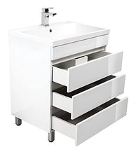 Mobile bagno a terra Via 70 bianco lucido, 3 cassetti senza maniglie