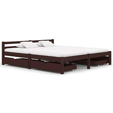 FAMIROSA Giroletto con 4 Cassetti Marrone Scuro Legno di Pino 160x200 cm-0613